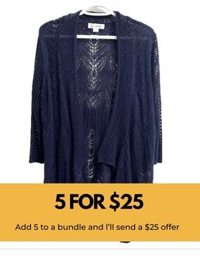 Open-Knit Navy Women’s Cardigan Sweater